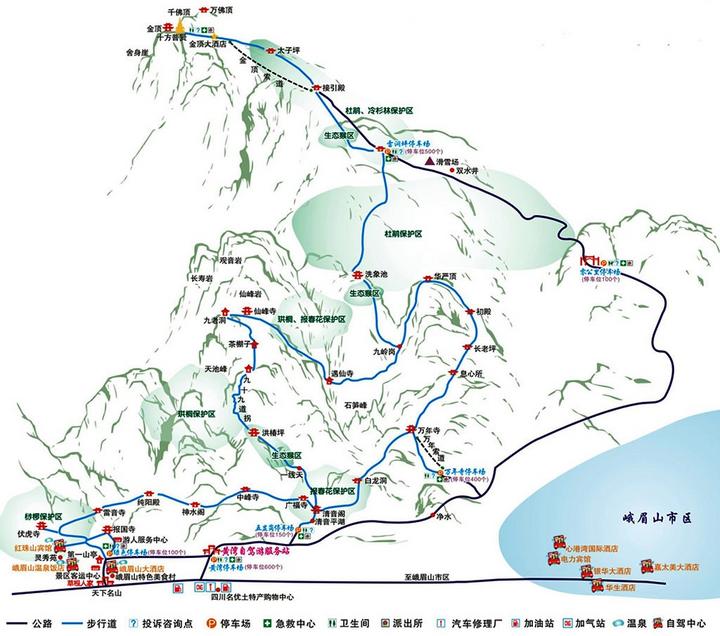 峨眉山地图(峨眉山地图游览路线图)