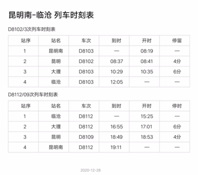 昆明到西双版纳火车时刻表(昆明到西双版纳火车时刻表和票价)